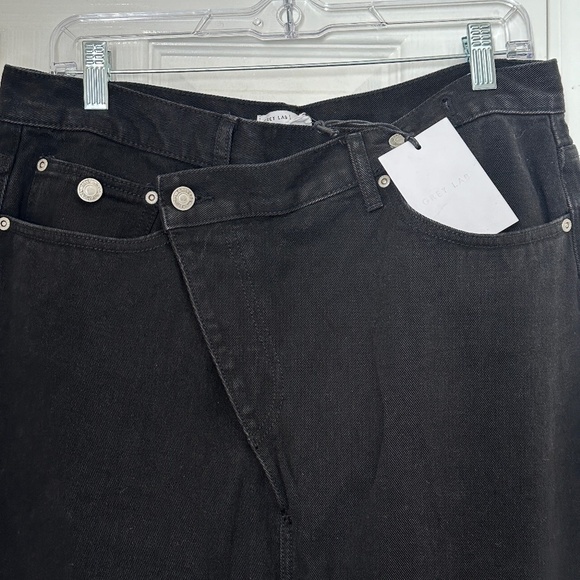 Brand New Grey Lab Los Angeles Criss Cross Waist Wide Leg Jeans Black Size 32 - Picture 6 of 8